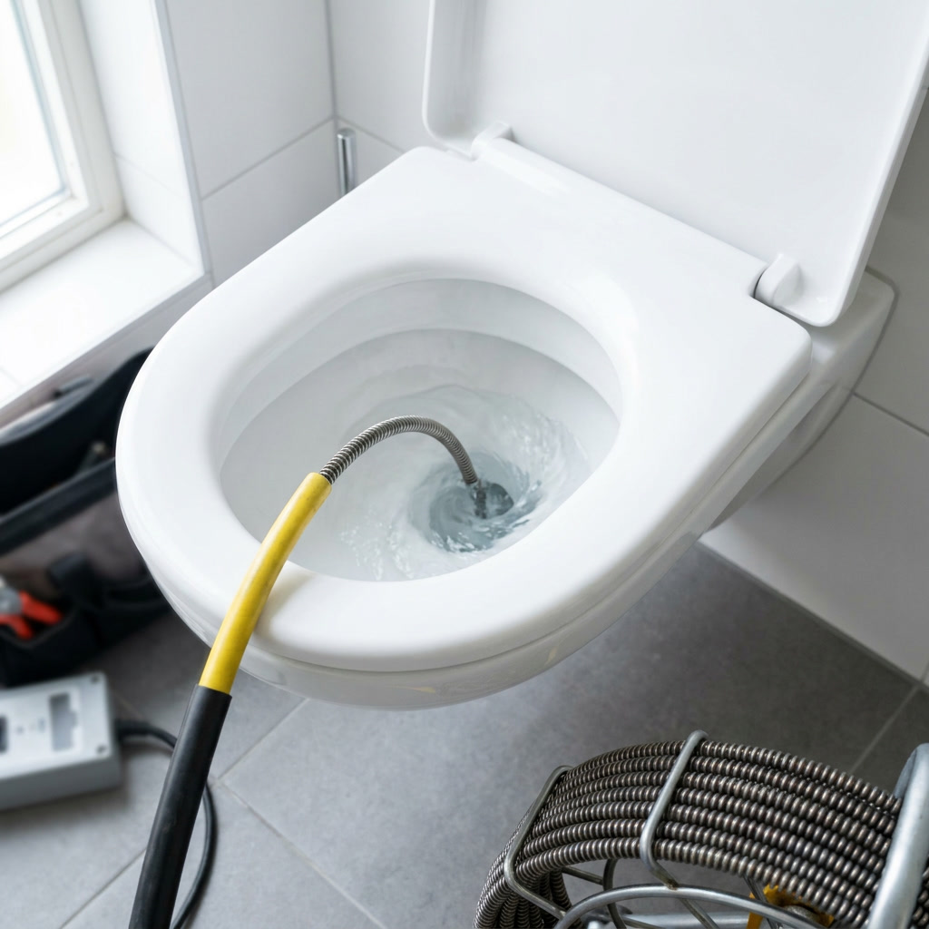 Verstopt toilet met traag wegspoelend water