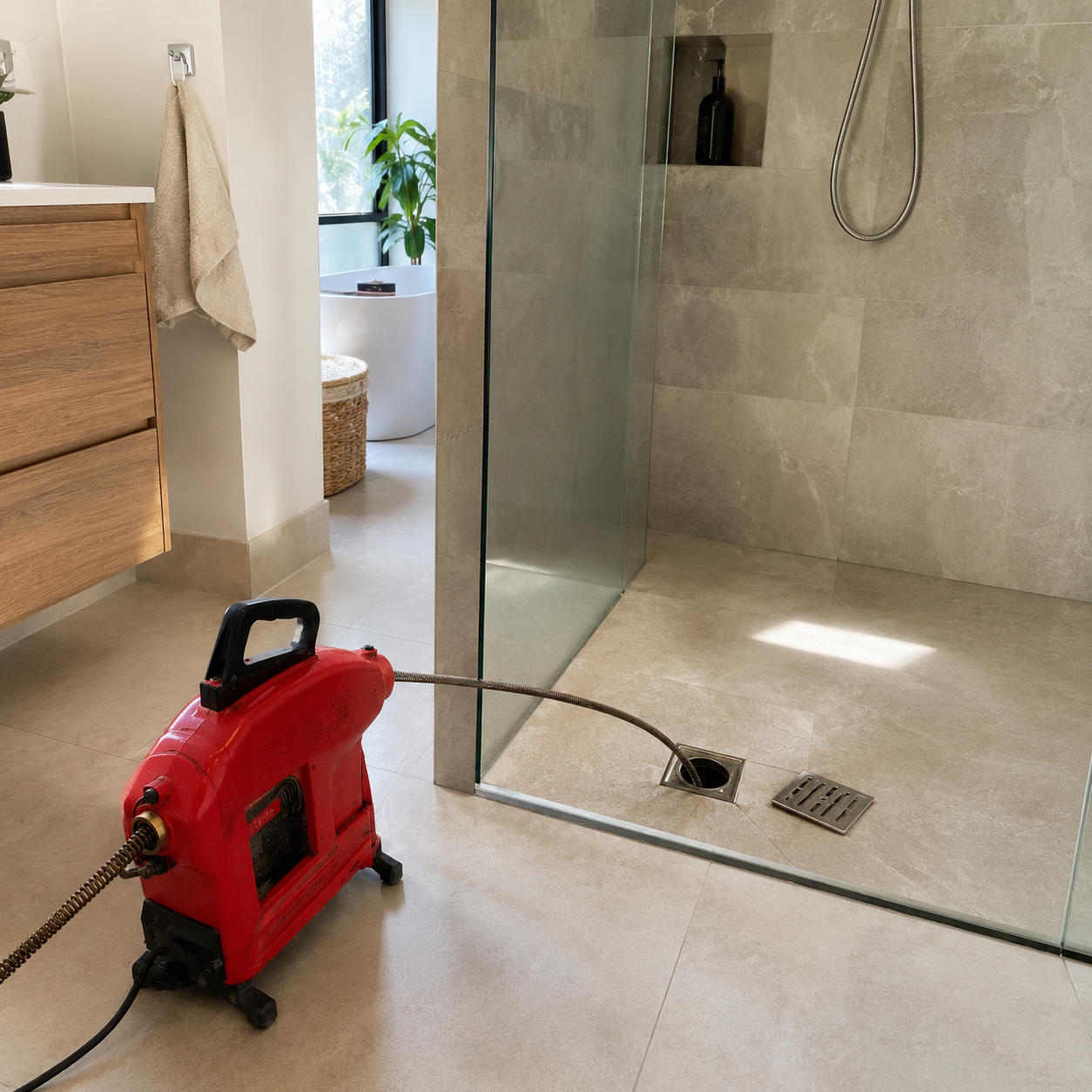 Verstopte douche met stilstaand water